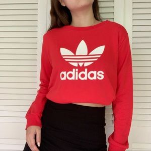 Adidas red logo crew neck